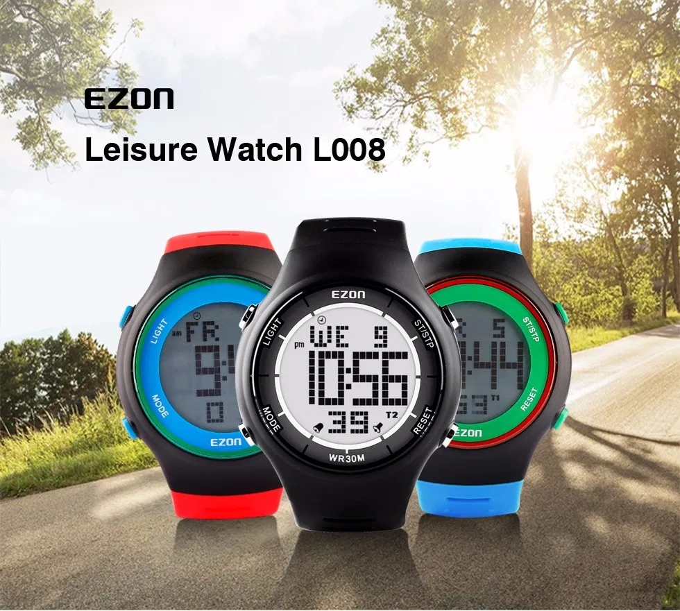 EZON L008 часы мужские многофункциональные модные уличные спортивные часы мужские s водонепроницаемые цифровые часы Colck Hours Relogio Masculino
