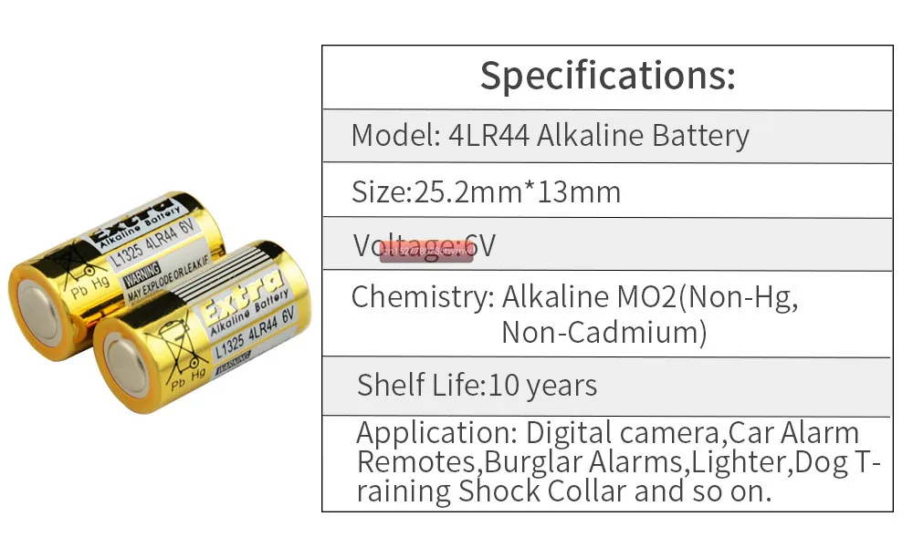 5 шт. 4LR44 6V сухая щелочные батареи для дрессировки собак воротники A544V 4034PX PX28A L1325 4AG13 544 4A76 Камера Батарея