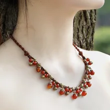 4 вида цветов, дизайн, халцедон, ожерелье, ожерелье-чокер в этническом стиле, ручная работа, плетеное каменное ожерелье, винтажное богемное ожерелье