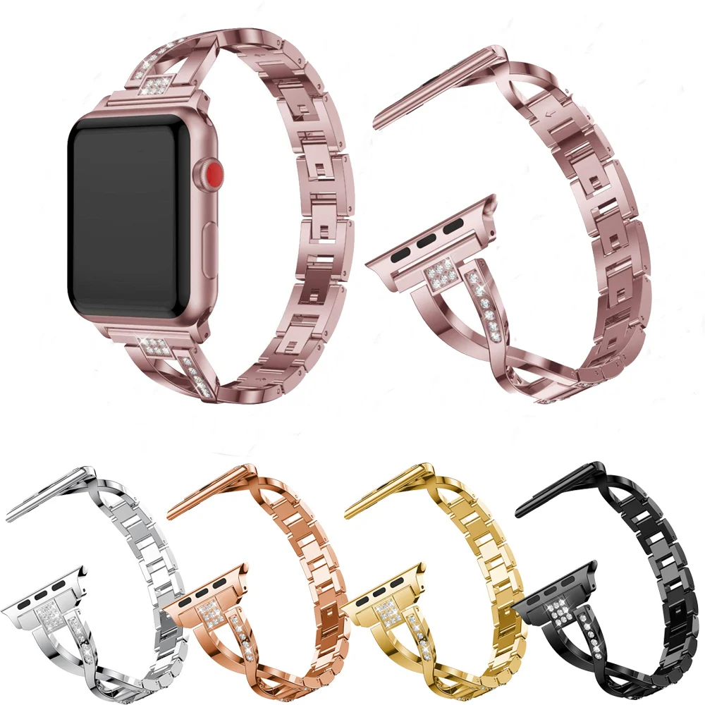 

Oulucci diamond strap For Apple Watch band 42mm/38mm iwatch series 3 2 1 stainless steel wrist watchband strap bracelet belt