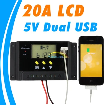 

20A LCD solar charge controller Dual 5V USB 12V 24V Solar Panel Battery Charger Control Light and Timer Control New 20 Amps