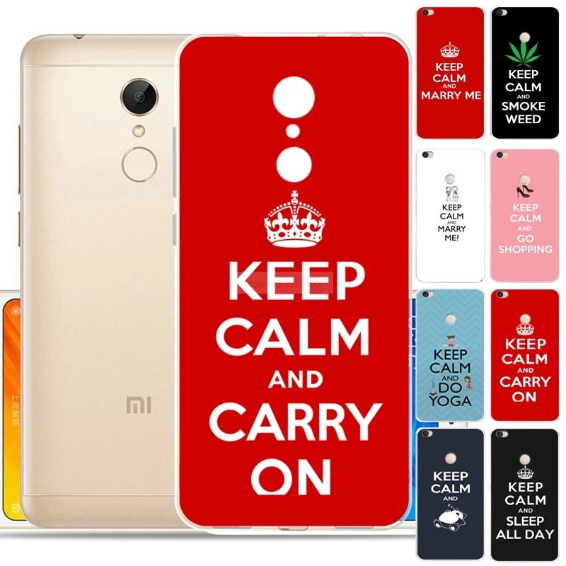 Тонкий мягкий принт ТПУ силиконовый чехол для Xiaomi Redmi 5 7 &quotKeep Calm Cover Чехлы |