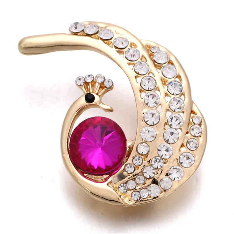 

18mm Fashion Snap Button Peacock Red-eyed Rabbit Rhinestone Button Buckle Jewelry Metal Bracelet Accessory