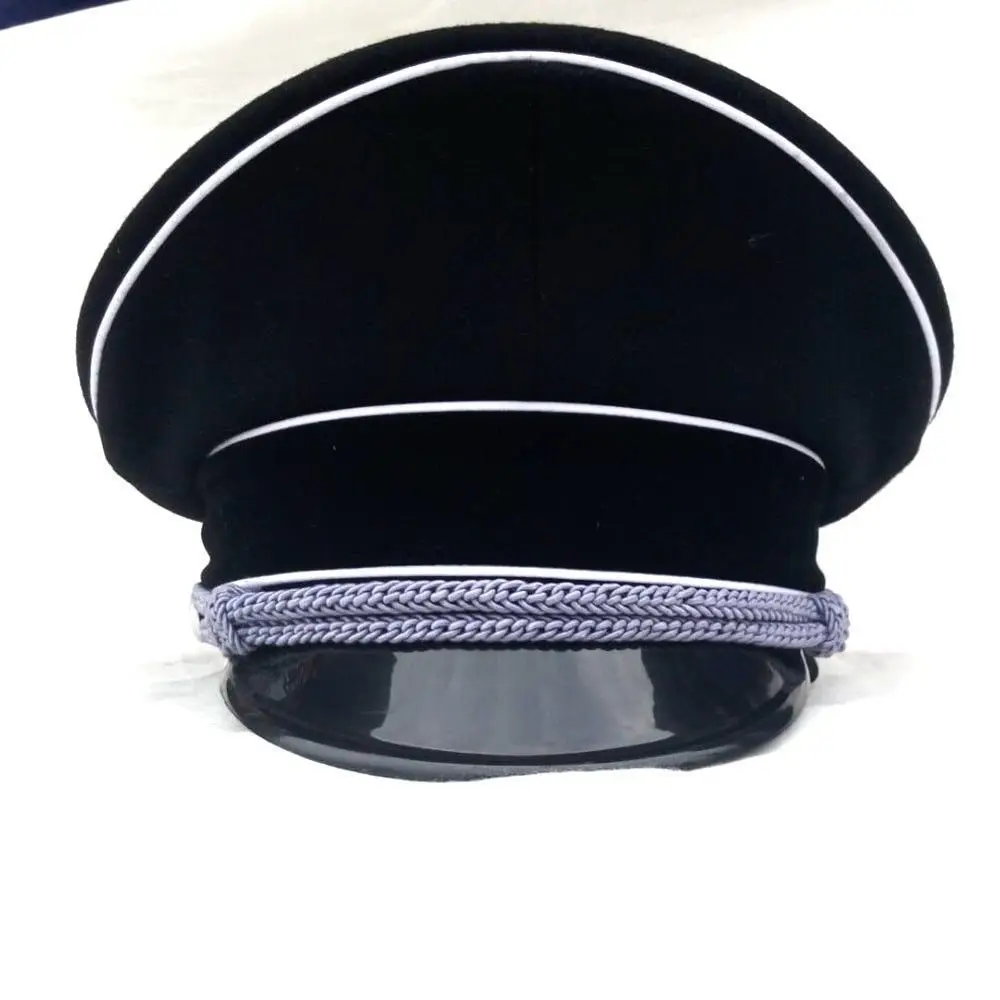 WWII German Elite Infantry Officers Wool Visor Cap Hat Field Black SIZE 57 58 59 60 cm