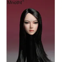 Mnotht 1/6 여성 머리 조각 SDH002-B 모델 아시아 소녀 머리 검은 긴 머리 군인 12 ''여성 액션 피겨 완구 cllection