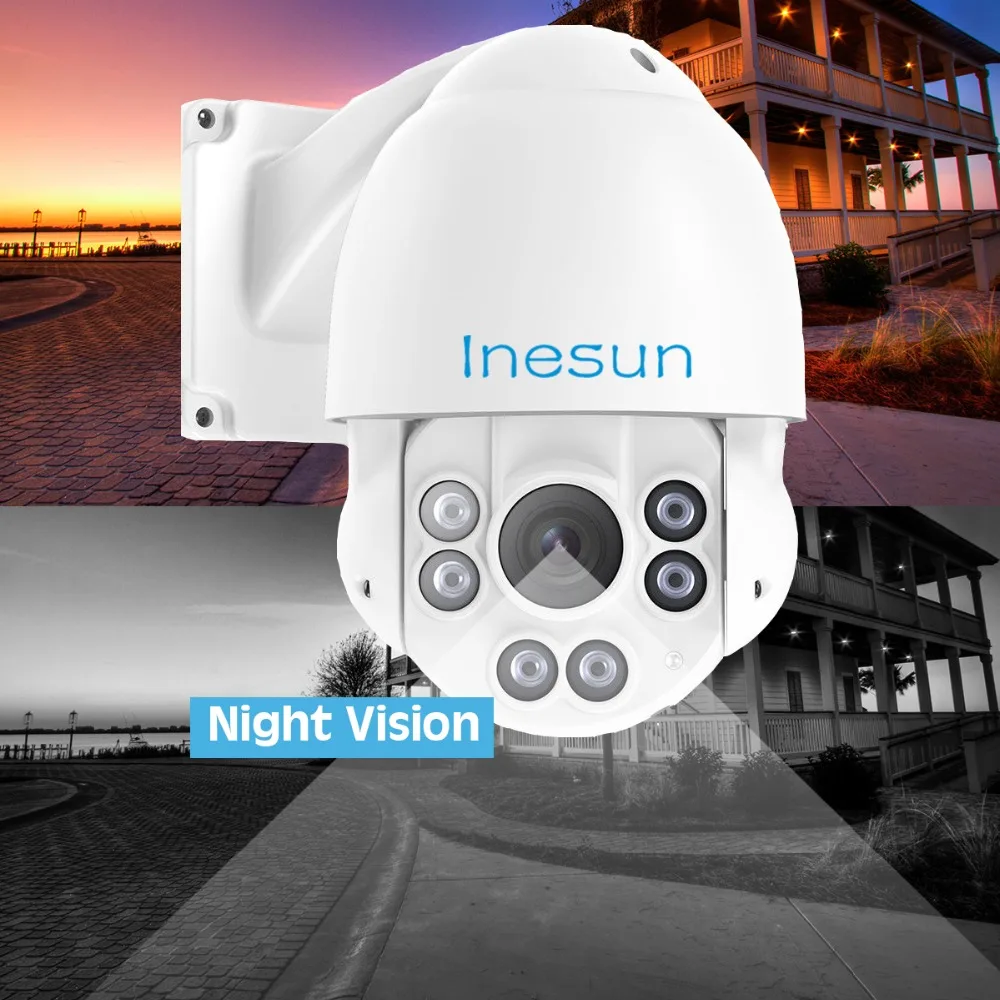 Inesun 2MP 1080 p PoE IP PTZ высокое Скорость купол безопасности Камера 4-в-1 HD TVI/AHD/CVI/CVBS 10X Оптический зум Открытый 165ft ИК Ночное видение