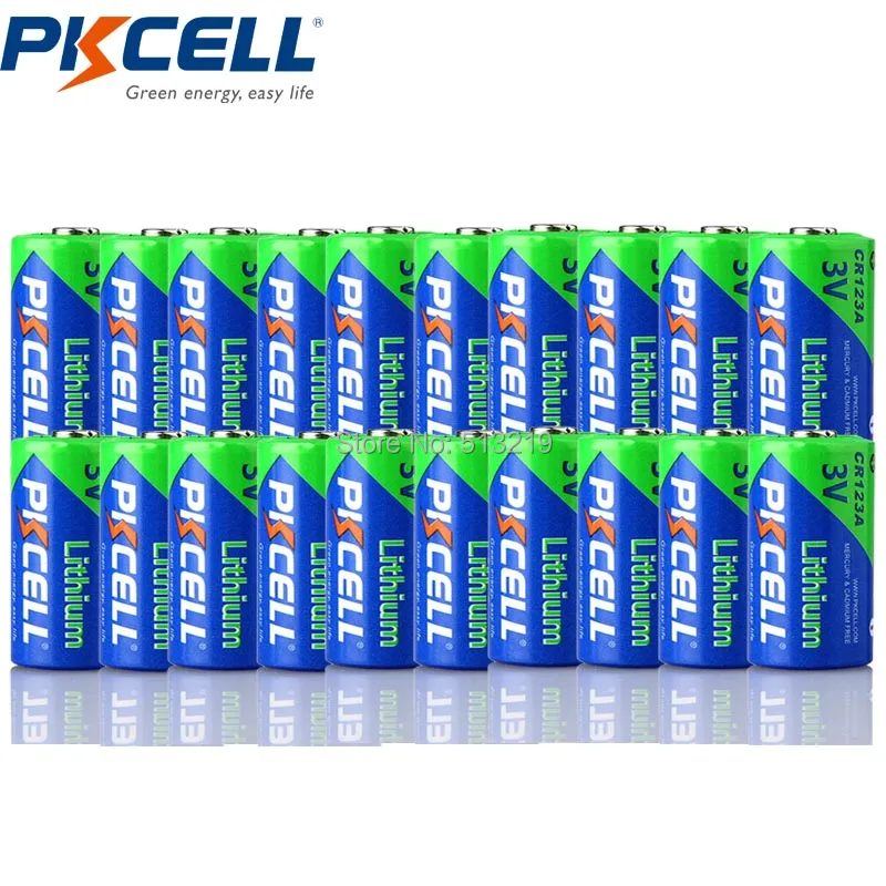 20 X PKCELL CR123A 3v батарея CR 123A CR17345 KL23a VL123A DL123A 5018LC EL123AP литиевые неперезаряжаемые