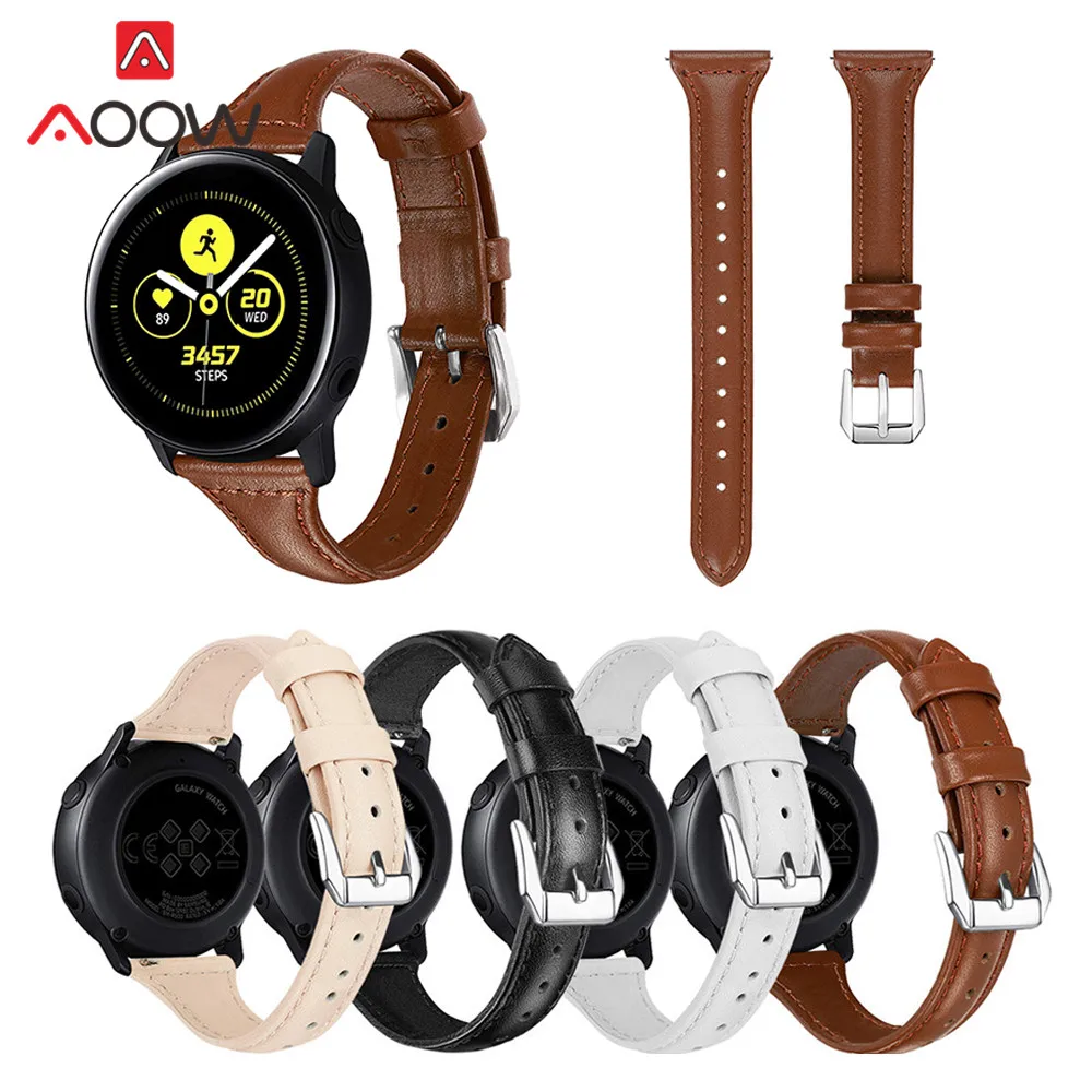 

Genuine Leather Watchband for Samsung Galaxy Active 20mm Strap Stainless Steel Buckle Bracelet Band for Galaxy 42mm Gear S2