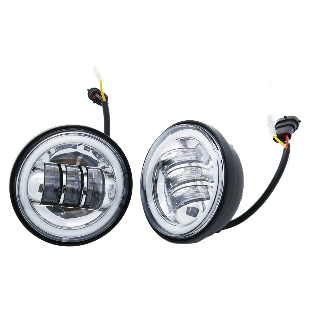 2PCS Chrome  Black 4.5 Inch LED Passing Light Spot Driving Lamp LED Fog Lights for Harley Davidson Motorcycles 4.5 Lights (72)