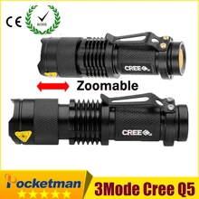 Mini черный CREE 2000LM водонепроницаемый светодиодный фонарик 3 режима масштабируемые из светодиодов факел пальчиковые