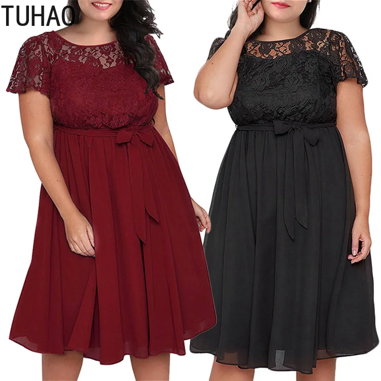 

TUHAO 2019 Elegant Middle Age Mother Dresses Woman Lace Dress Plus Size 5XL 4XL 3XL Women Sexy Dress Fashion Clothing LZ26