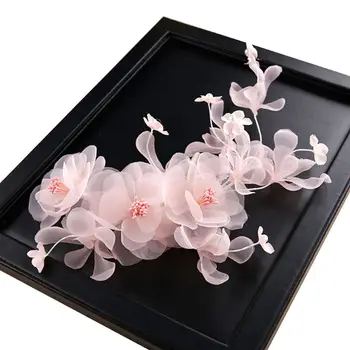 

Ladies Wedding Bridal Handmade Artificial Pink Flower Hair Clips Imitation Pearl Fancy Duckbill Hairpins Beach Party Photo Props