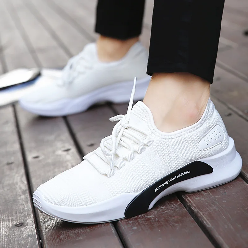 

Men Shoes Spring New Fashion Men's Sneakers Breathable Stability 10km Rubber Black and Offwhite Running Shoes JINBEILE