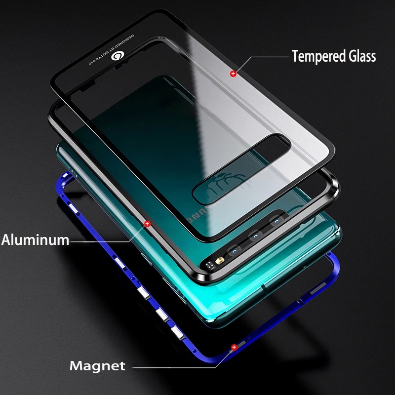 Для Samsung S10 + Plus S10e чехол Магнитная Адсорбция CNC Алюминиевый металлический бампер