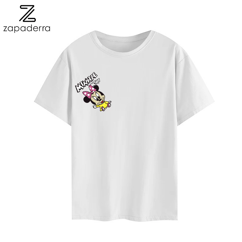 

Clothes 2019 Tshirt Women Funny Cartoon Print Minnie Tops Streetwear Shorts White Cotton T shirt Femme Plus Size Kawaii T-shirt