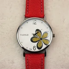 YAZOLE Fashion Women Watches Reloj Luck Flower Floral Jelly Dress Watches Lady Girls Drop Shipping Wholesale Christmas Gift D15