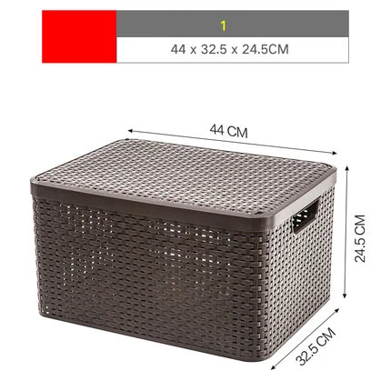 Экстра большая покрытая пластиковая корзина для хранения из ротанга плетение коробка закуски детские игрушки коробка для хранения Коробка для хранения большая корзина - Цвет: 1