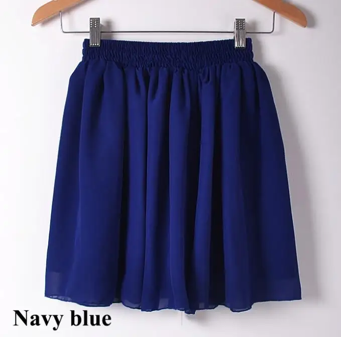 18 Цвета прозрачные короткие Соблазнительные мини-юбки сезон: весна–лето Высокая Талия двухслойная шифоновая юбка женская плиссированная юбка-пачка Тюлевая юбка - Цвет: Navy Blue