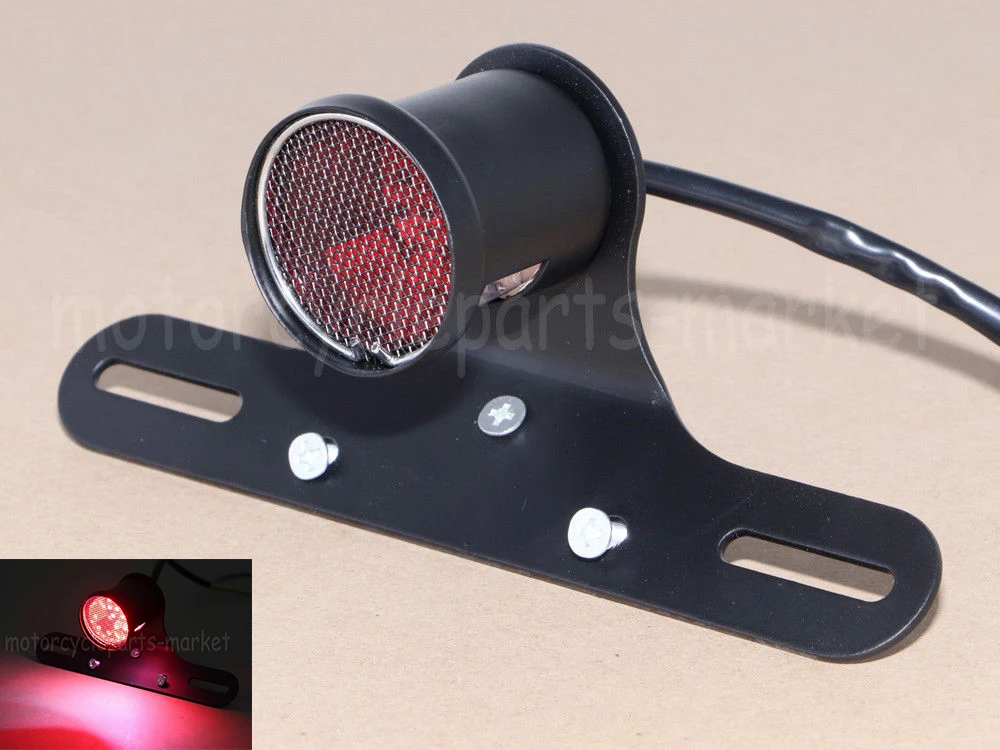 

12V LED Motorcycle Custom Taillight License Number Plate Light Mesh Grill For Harley Cafe Racer Scrambler Retro Stop Lamp