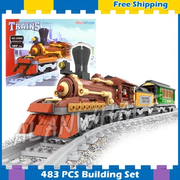 

483pcs Train Creator Classical Steam locomotive Trains 25809 Model Building Blocks Kid Railway Gifts Sets Compatible With Lago
