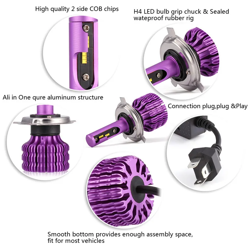 ANYHOW 2 шт. H7 светодиодный Автомобильный свет 12000lm 6000k h4 h1 h11 9005 hb3 9006 hb4 COB фары для авто