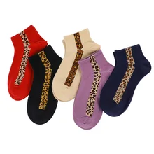 Весна и лето новые женские носки тренд короткие носки короткие низкие леопардовые носки спортивные носки SC120-5pairs