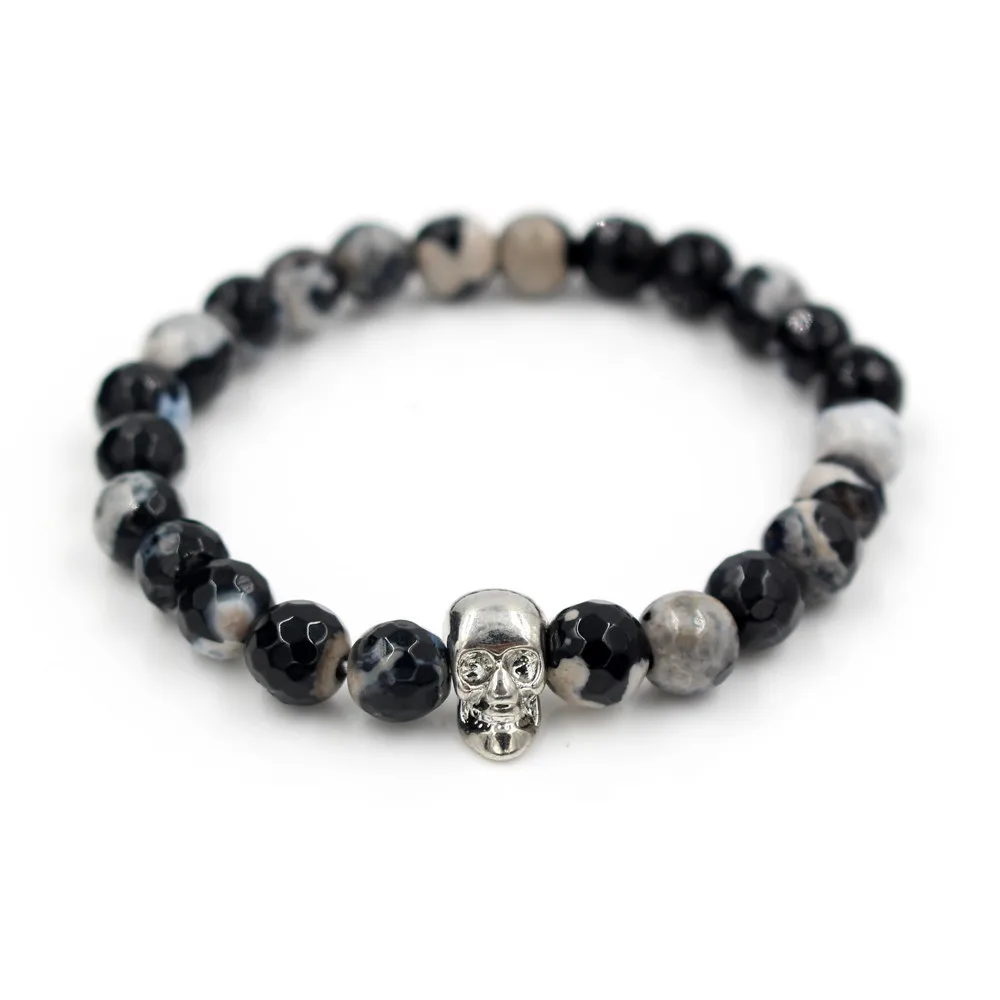 Faitheasy секции черно-белый шар личности человеческий скелет головы браслеты с орнаментами