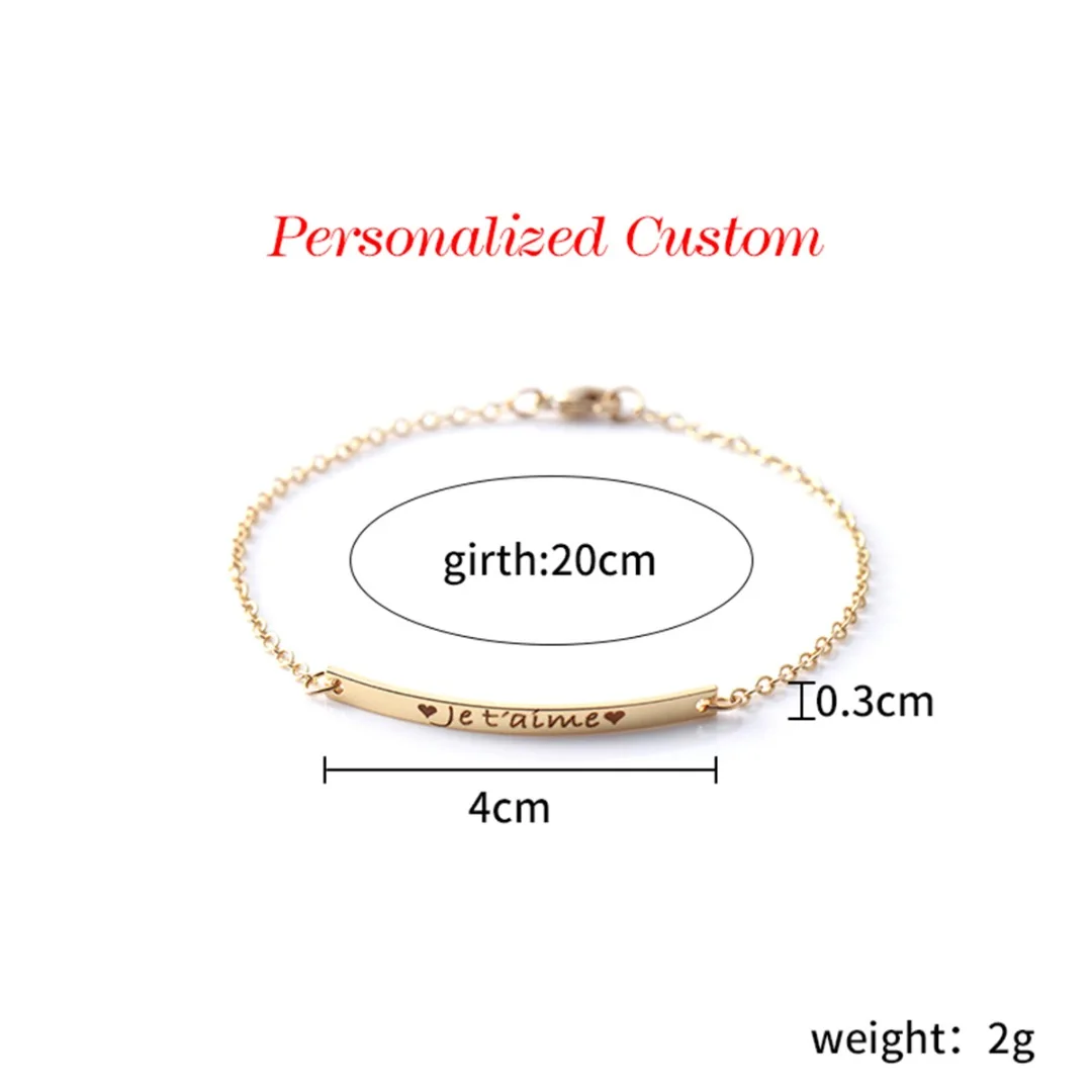 Punk Personalized Name ID Bangle For Women Men DIY Custom Stainless Steel Engraved Bracelet Charm Couple Lover Romantic Jewelry