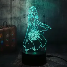 Красивые 3D светодиодный Ночной светильник, снежно-белый наряд в стиле «принцесс номер Декор бара с красивым узором Рождественский подарок для девочки малыш USB настольная лампа для сна
