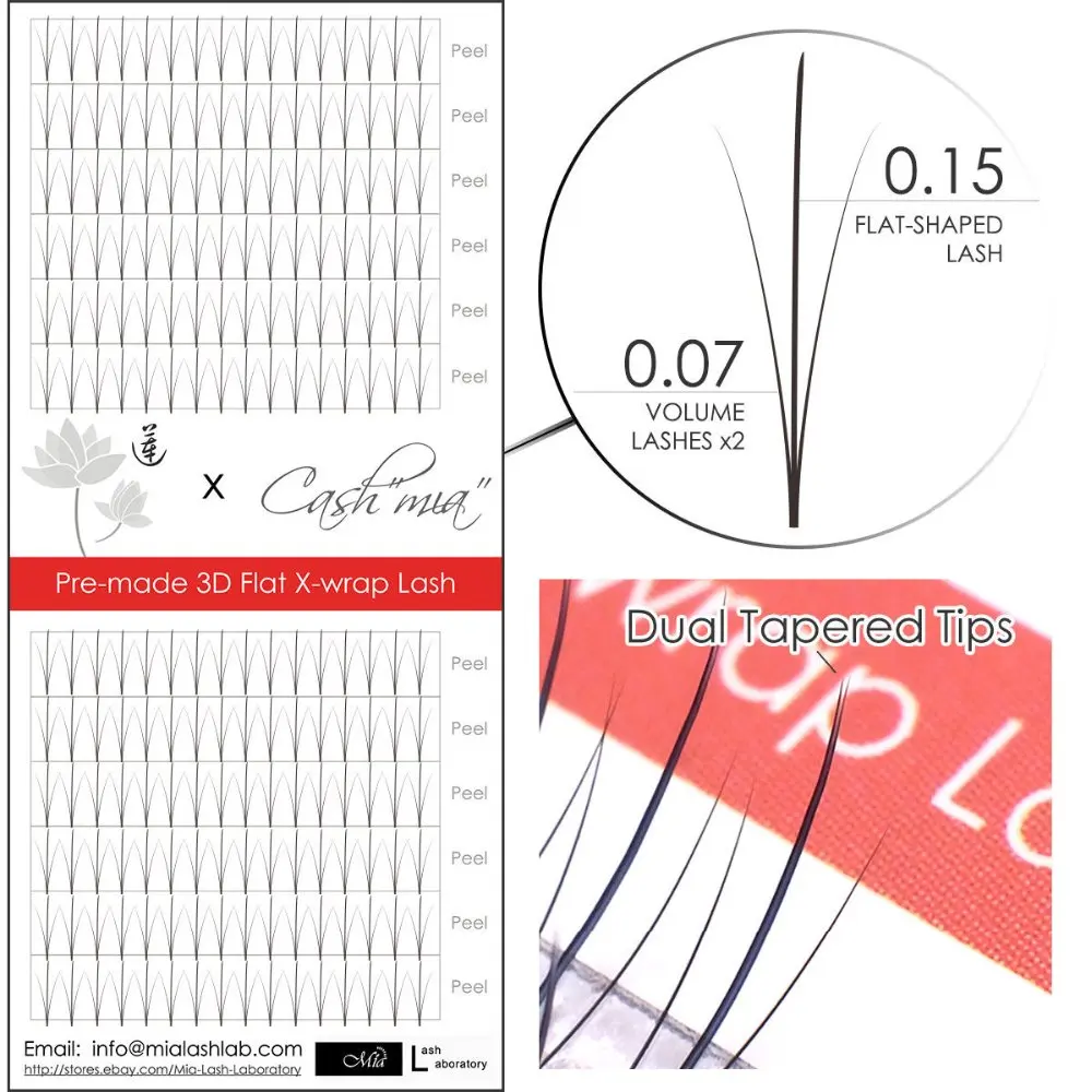 

[3D 0.07 C/D] Hybrid Pre-made Fan Lash Pre-fan Semi Permanent Eyelash Extension Dual Tapered by Mia Lash Laboratory