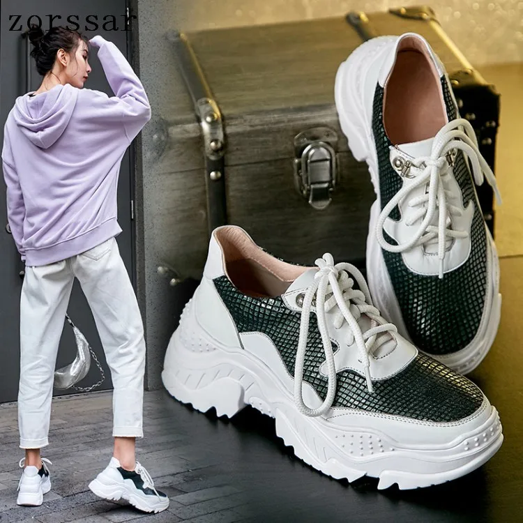 

New 2019 Spring sport Casual Shoes Women White Platform Shoes Creepers Ladies Flats Shoes Harajuku Creeper Comfortable Shoes
