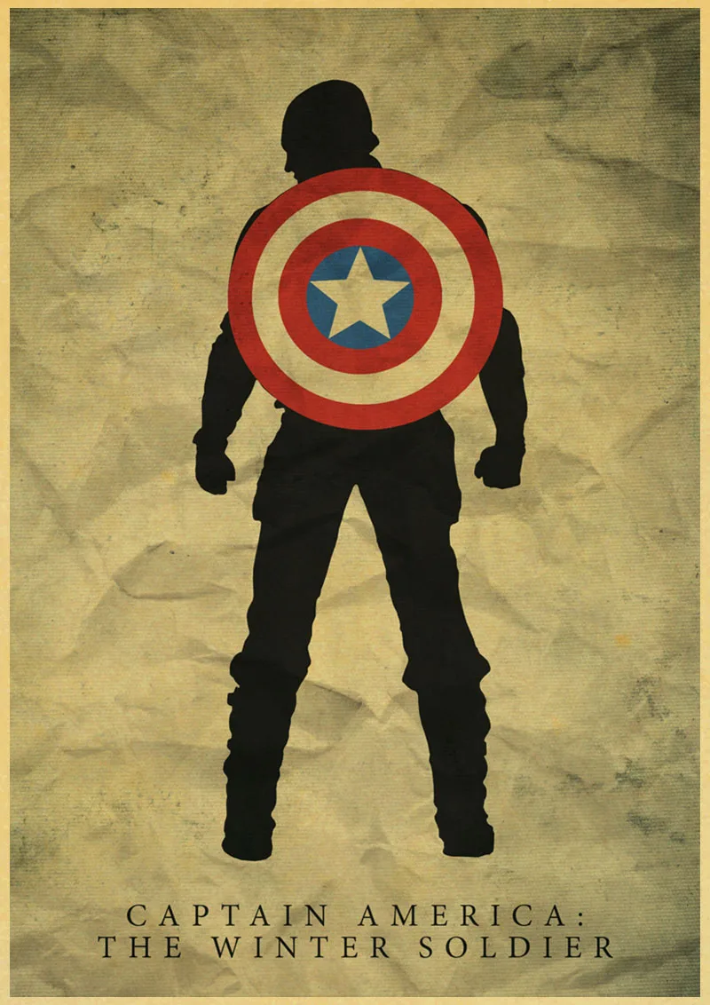 Марвел фильм Капитан Америка винтажные Плакаты для домашнего декора крафт-бумага высокого качества плакат стикер на стену