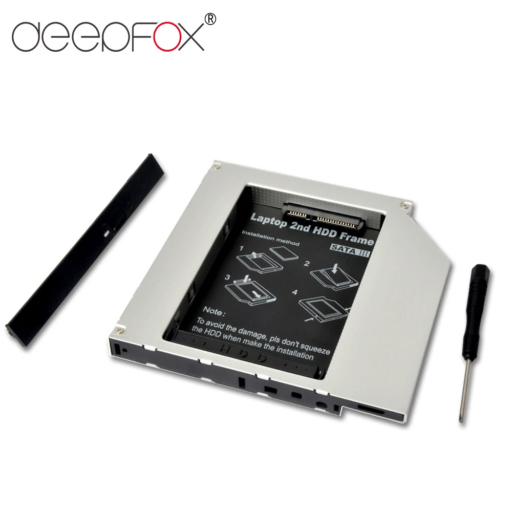 DeepFox 12 7 мм 2nd HDD Caddy SATA к 2 5 корпус для ноутбука DVD-ROM Optibay адаптер SSD жесткий диск