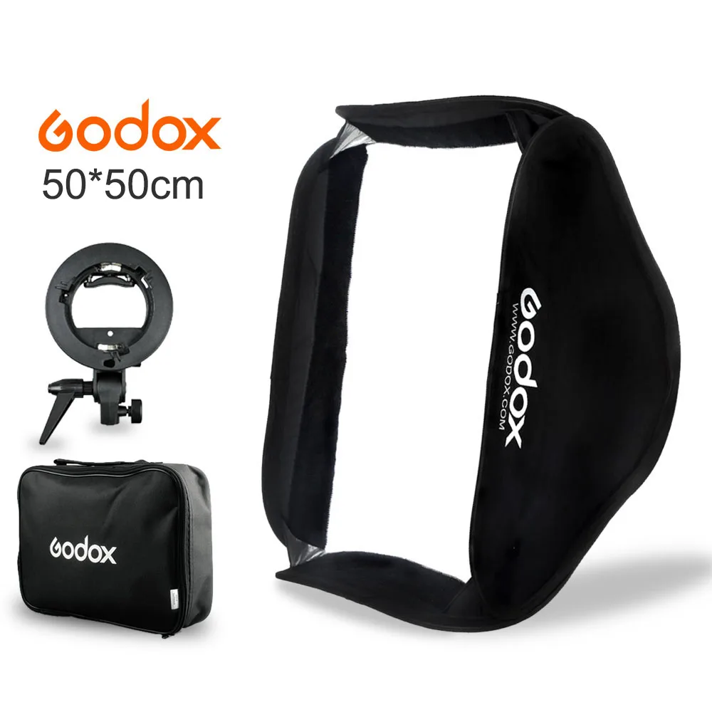 Expensive Chance of  Godox Softbox Kit 50x50cm 20 * 20 inch 50*50 cm Flash Diffuser + S-type Bracket Bowens Holder for S