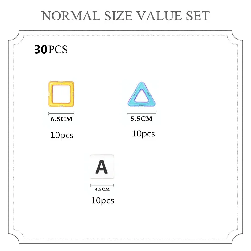 30 шт. Большие Размеры магнитные строительные блоки треугольник квадратный кирпич дизайнерские прозрачные магнитные секции игрушки бесплатные наклейки подарок
