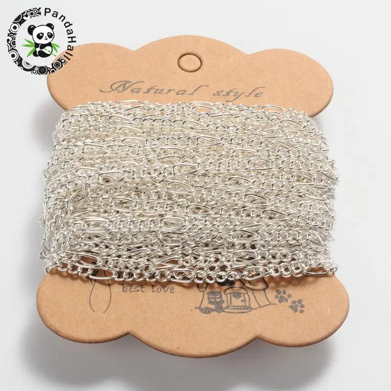 

4x8mm Silver Jewelry Findings Iron Handmade Chains Figaro Chains for Jewelry Making Accessories Mother-Son Chains Come On Reel