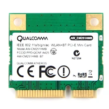 Dual Band Atheros WiFi Bluetooth Card 433Mbps Qualcomm AW-CM251HMB 802.11a/b/g/n/ac 2.4/5G BT 4.0 Wireless Mini PCI-E Wlan Dual Band Atheros WiFi Bluetooth Card 433Mbps Qualcomm AW-CM251HMB 802.11a/b/g/n/ac 2.4/5G BT 4.0 Wireless Mini PCI-E Wlan