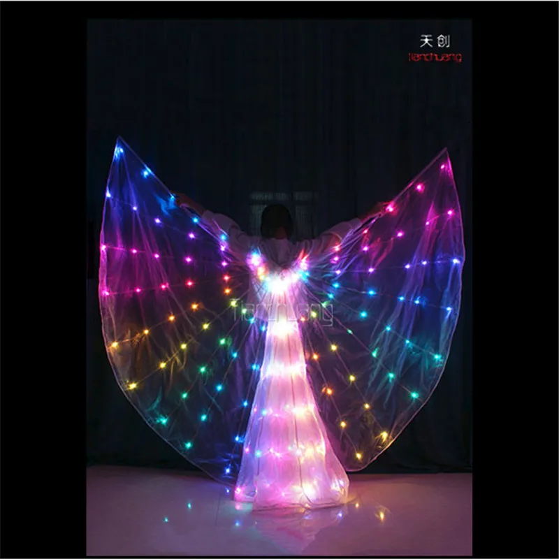 TC-160 프로그래밍 가능한 led 의상 볼룸 댄스 RGB led wings model cloth 파티 댄서 가수 스테이지 빛나는 외투 드레스 착용