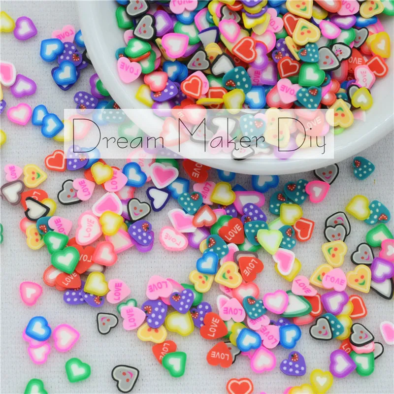 100g/lot Polymer Hot Clay Sprinkles Heart for Crafts Making, DIYClays