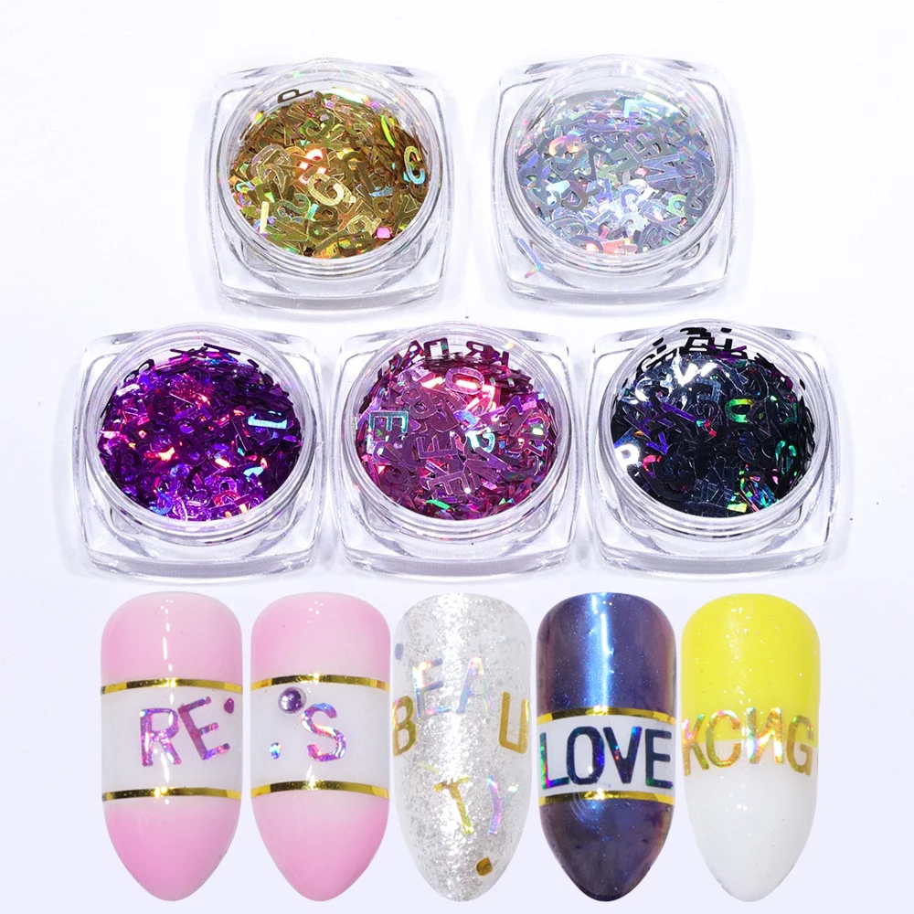 Nail Glitter Holographic Set