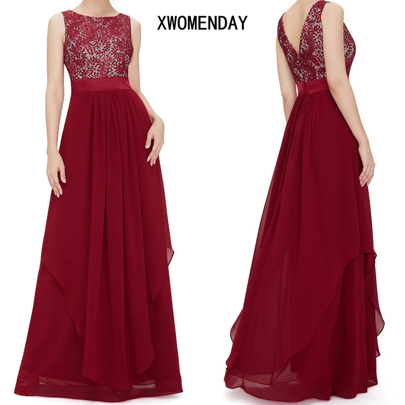 

Women Summer Sexy Backless Lace party Long Dress Sleeveless Red Black Maxi Dress 2018 Ladies Elegant Party Dresses Plus Size 2Xl