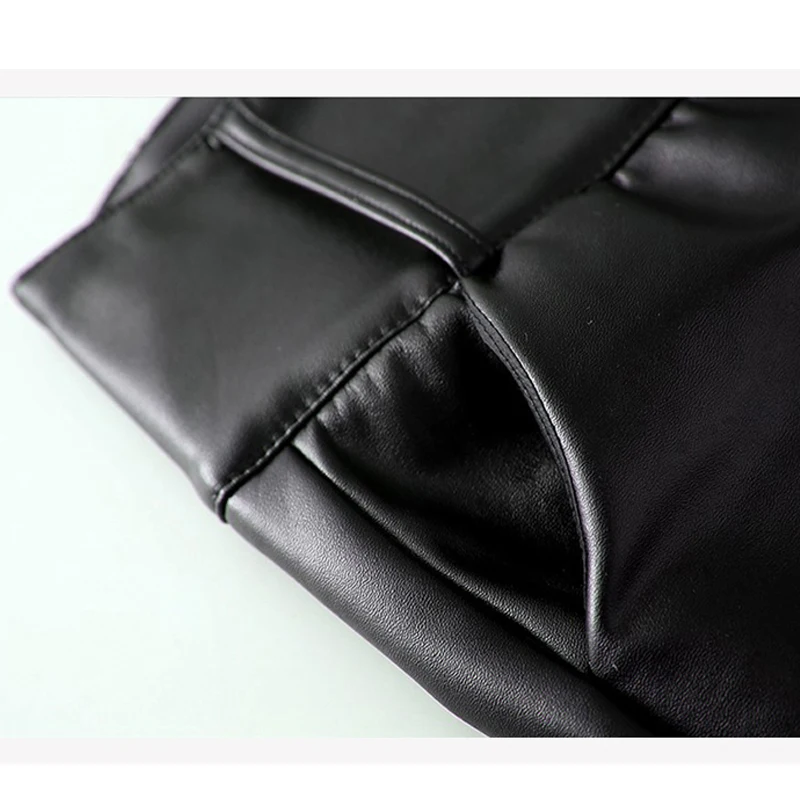 Продажа !! женщины высокой талии стрейч зима кожаные штаны 4XL 3XL женские брюки