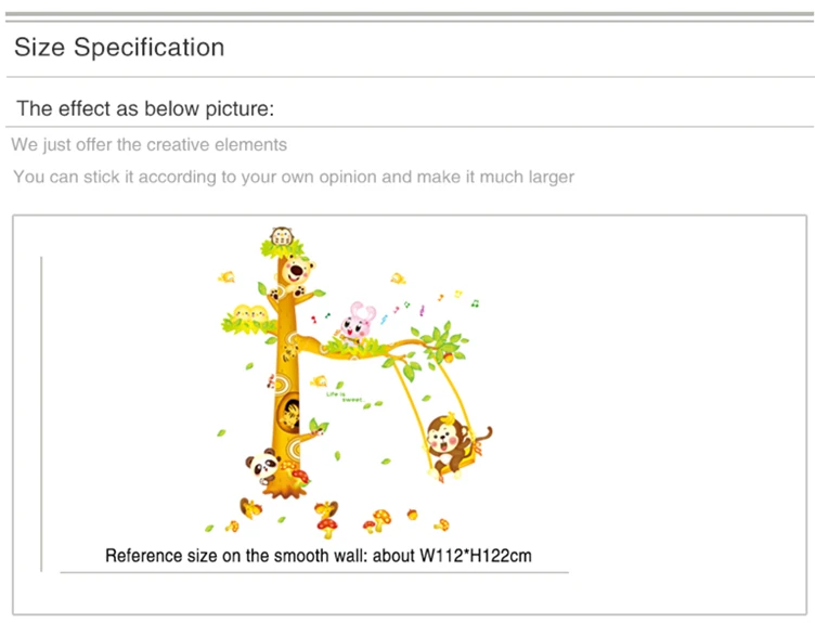 [SHIJUEHEZI] жираф с обезьянками на дереве наклейки на стену DIY измерения высоты наклейки на стену в виде животных для детской спальни украшения детской комнаты