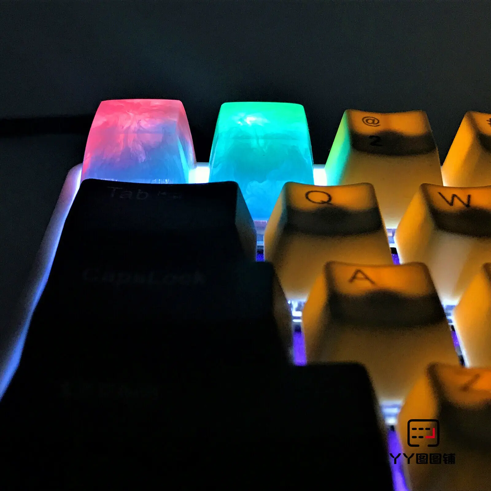 

Handmade Resin Keycap Artisan Backlit Key Cap Blue Pink Green R4 Keycaps For Cherry MX Mechanical Gaming Keyboard 1 Pcs