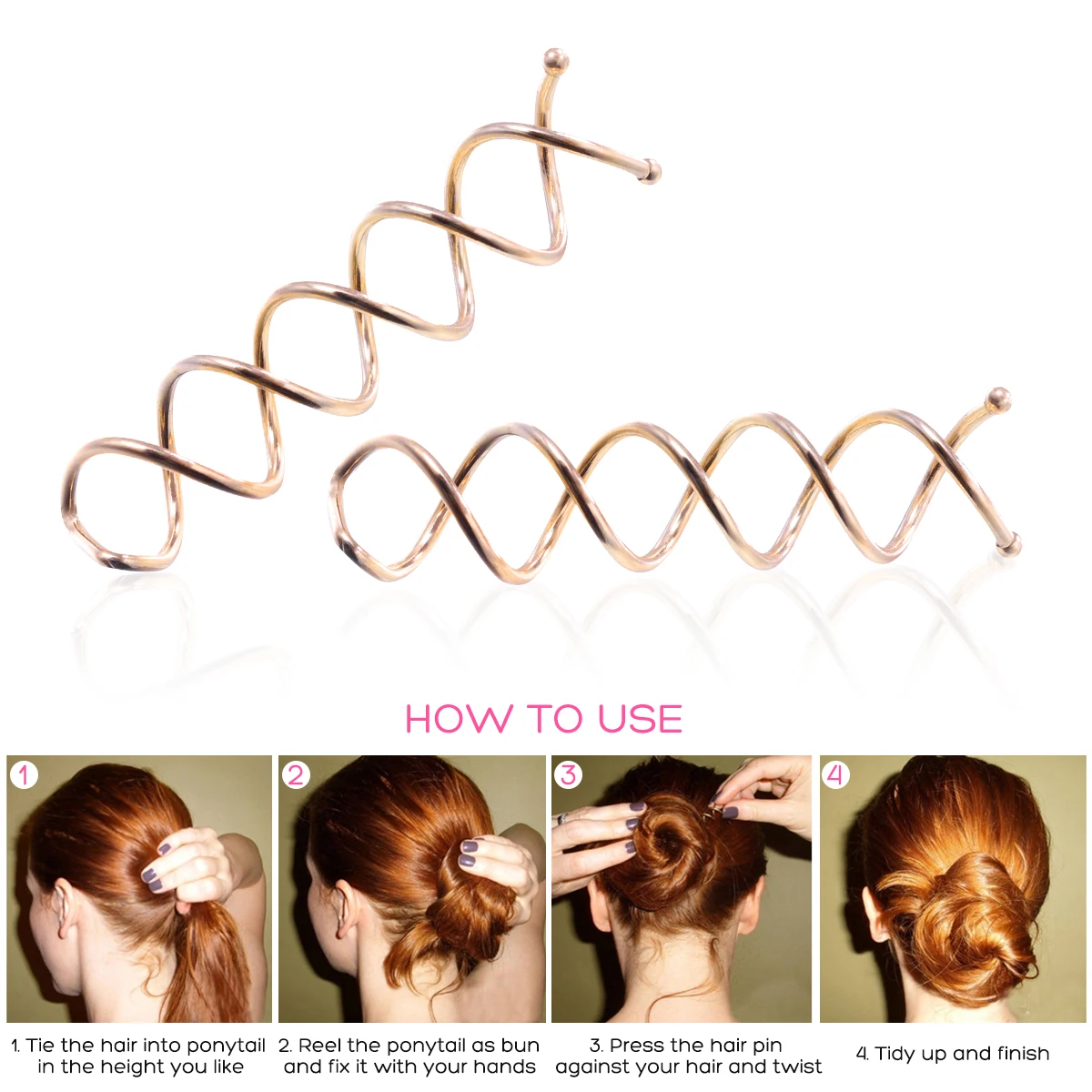 10 Pcs Spiral Twist Hair Pins Spin Clips Bun Stick Pick For Diy