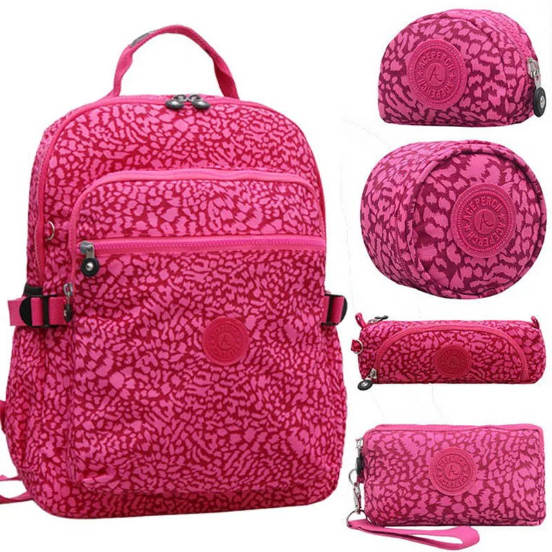 5 pieces Leopard ACEPERCH Повседневный школьный рюкзак для подростков Mochila Escolar дорожные школьные сумки рюкзак для ноутбука с брелок "Обезьяна" - Цвет: 5 pieces Leopard