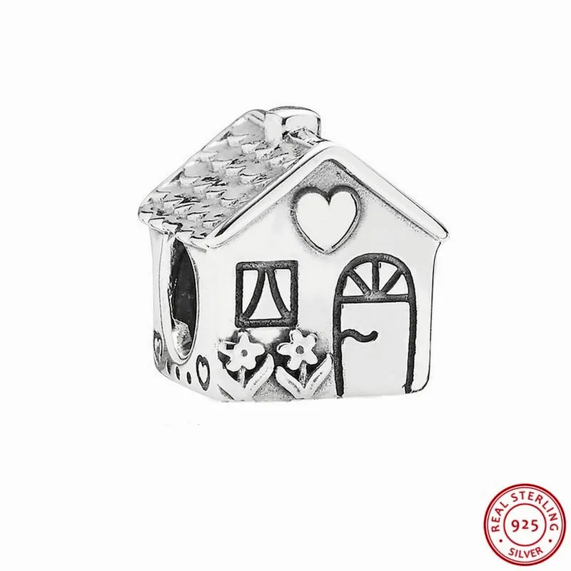 

Popular 925 Sterling Silver Home Sweat Home Charm Beads DIY Fit PANDORA Charms for Women Jewelry Making Free Shipping FL026