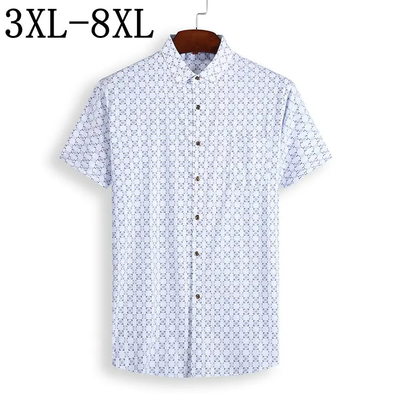 

Size 6XL 7XL 8XL 2019 New Summer Men's Casual Shirt Fashion Design Plaid Men's Social Shirts Short Sleeve Men's Dress Shirts