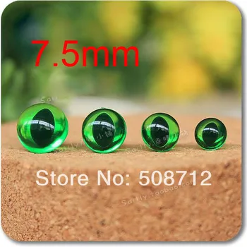 

Free shipping!!!!100pcs 7.5mm Green Transparent Acrylic CAT Eyes Bears Dolls with METAL lock-washers