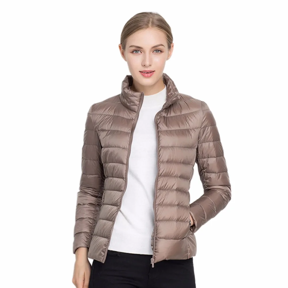 Goedkoop Herfst vrouwen Jas Zwart Basic Jacket voor Vrouwen Dames Jas Roze Eendendons Vrouwelijke Jassen Winter Indoor Korte Jassen parka